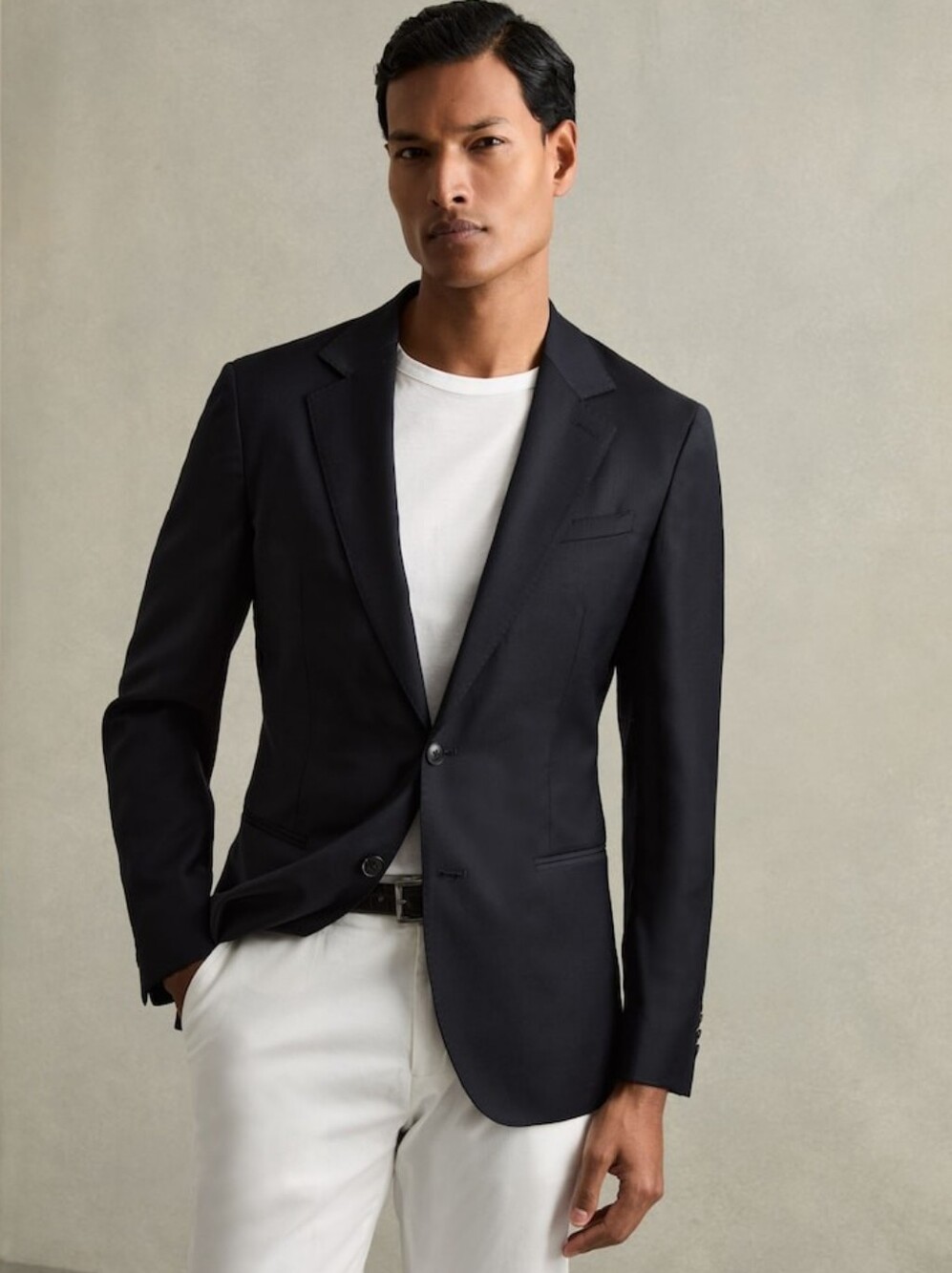 Reiss Navy Aspire Single-Breasted Wool Suit Jacket Men 44 NWT